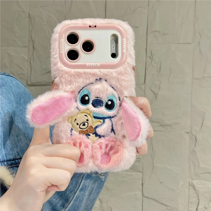 Cute kawaii Stitch plush iPhone case for multiple iPhone models