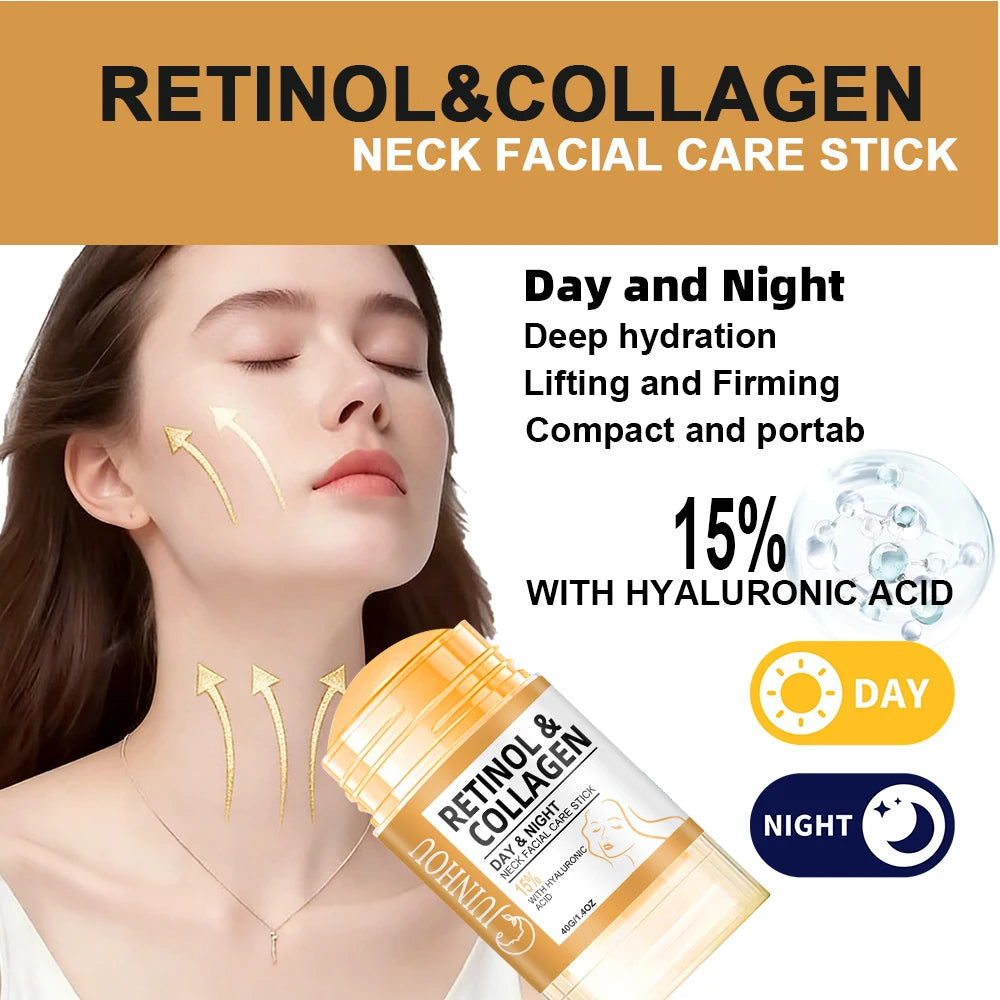 Retinol & Collagen Neck & Face Care Stick Hydrating Skincare Stick with Hyaluronic Acid