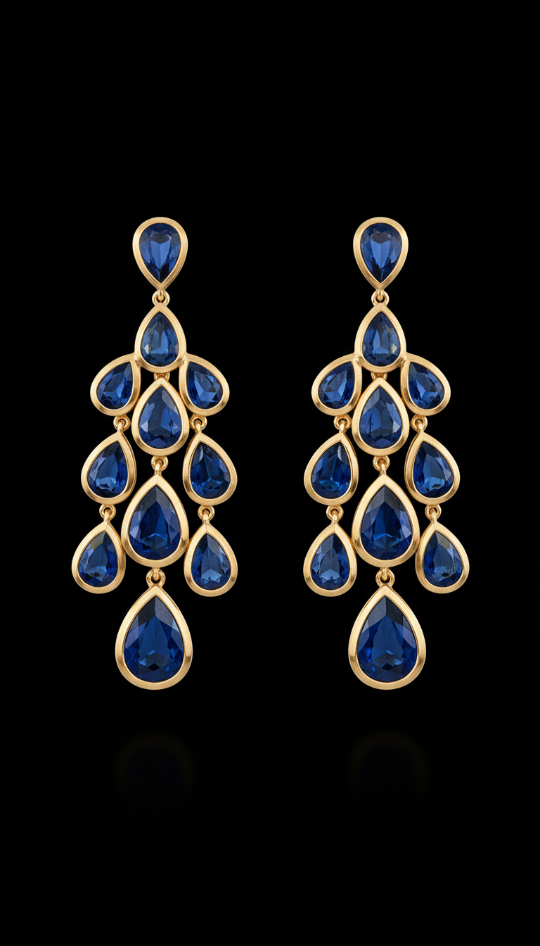 Sapphire cascade drop earrings