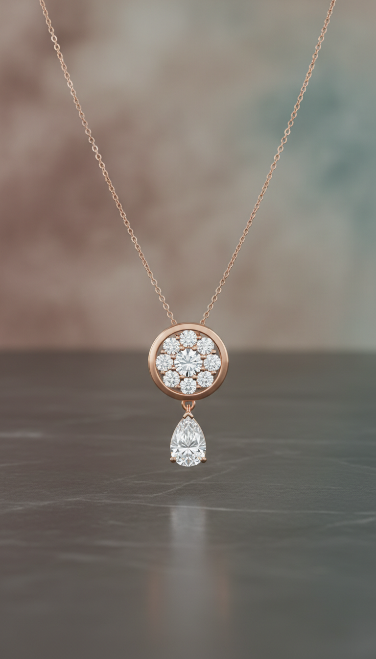 Rose Gold Diamond Pendant Necklace