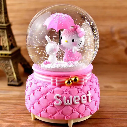 Kitty crystal ball music box pink star moon home decor product photo
