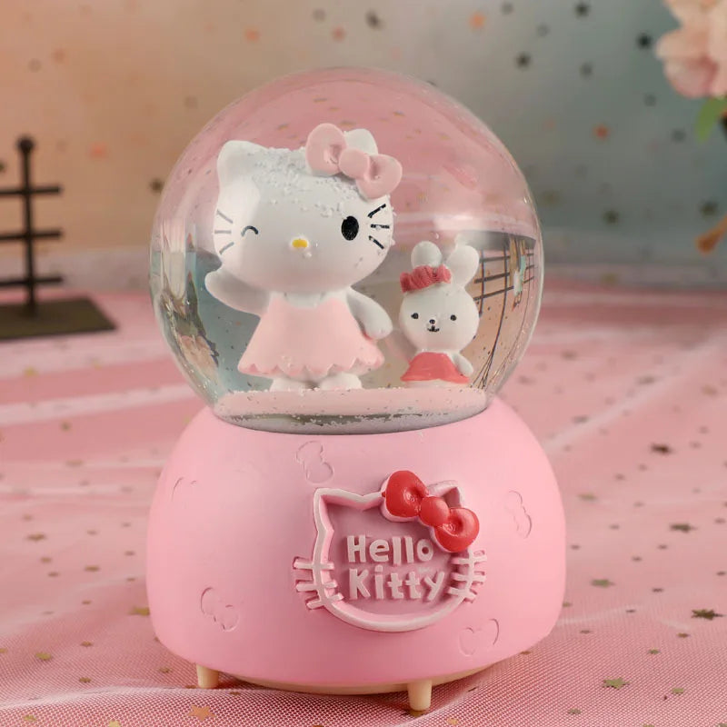 Kitty crystal ball music box pink star moon home decor product photo