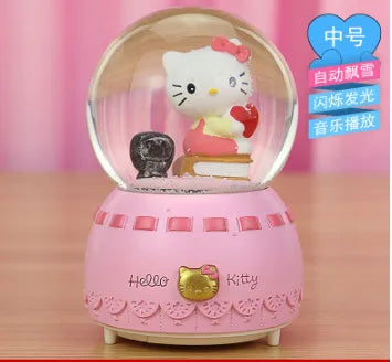 Kitty crystal ball music box pink star moon home decor product photo