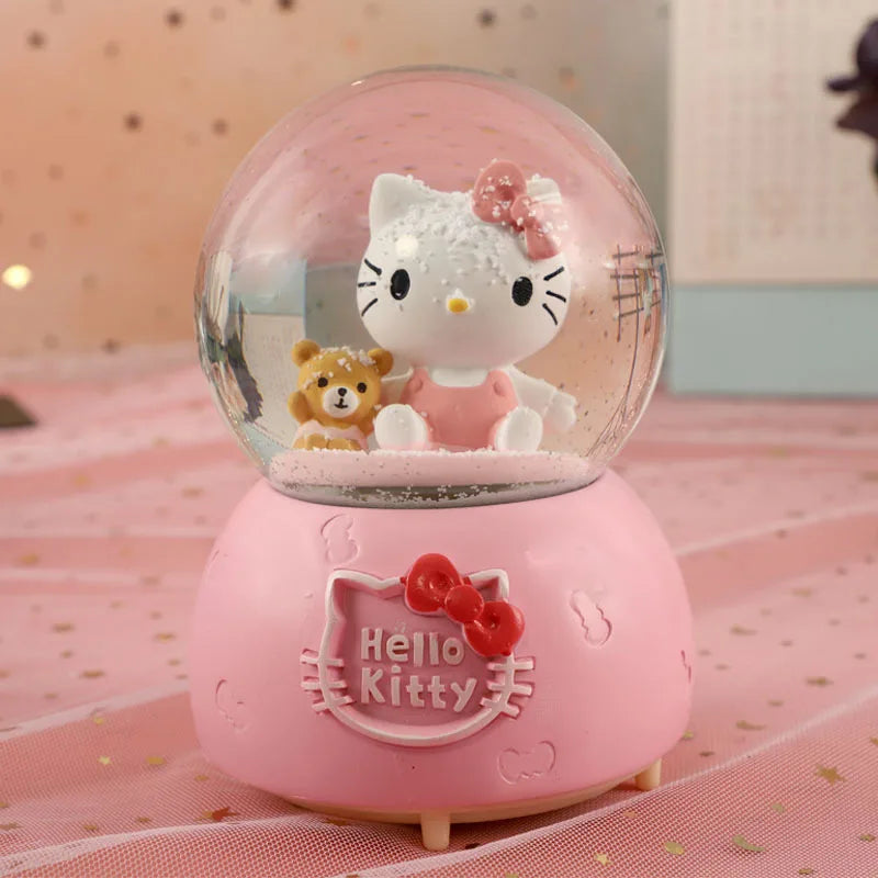 Kitty crystal ball music box pink star moon home decor product photo