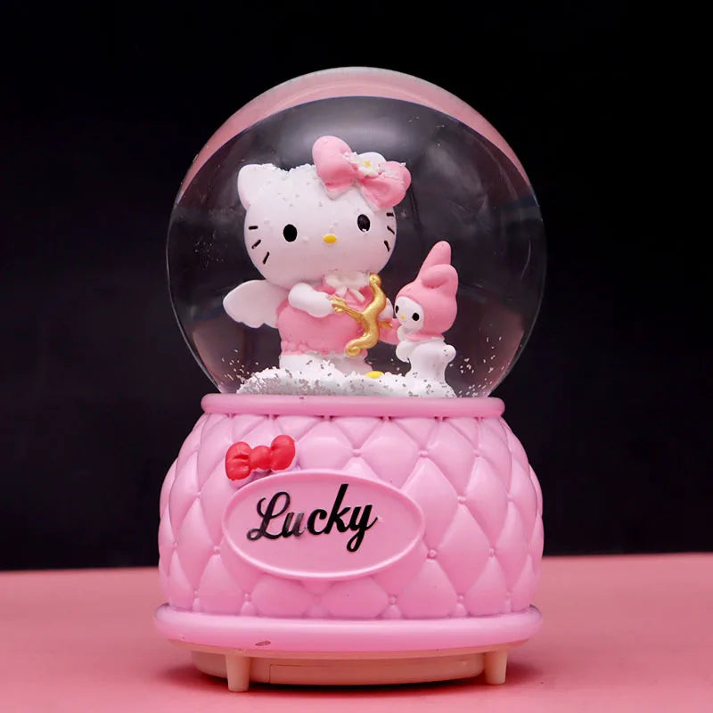 Kitty crystal ball music box pink star moon home decor product photo