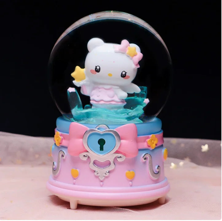 Kitty crystal ball music box pink star moon home decor product photo