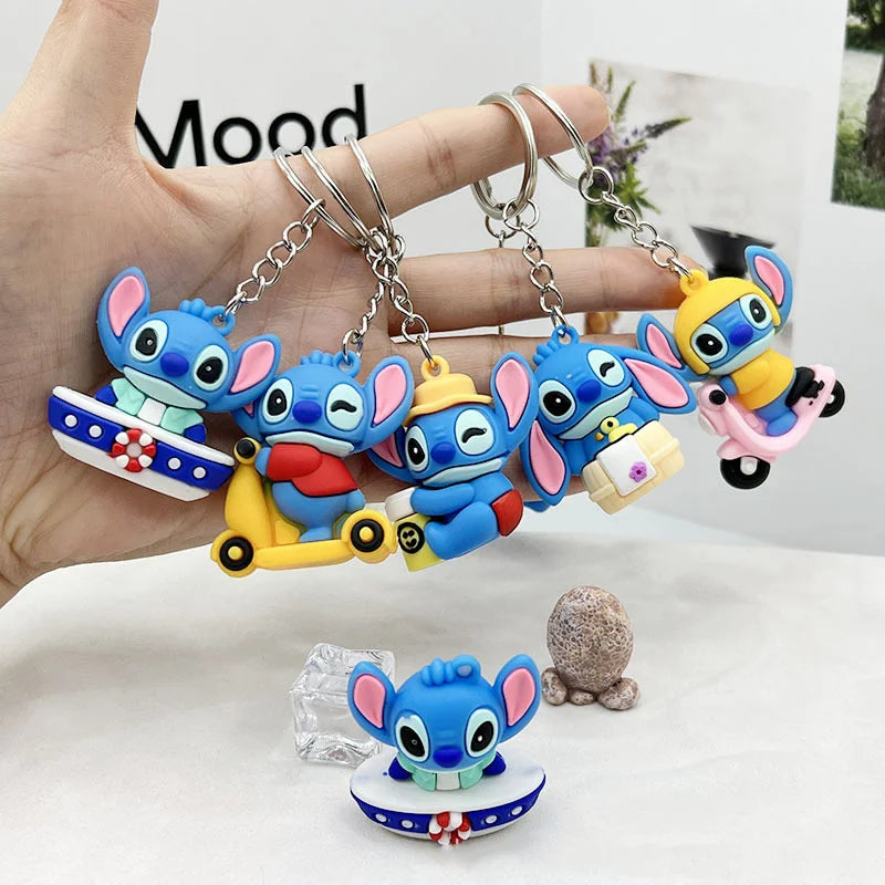 Llavero Stitch: Charm de Bolsa de Dibujos Animados Kawaii y Anillo de Llavero