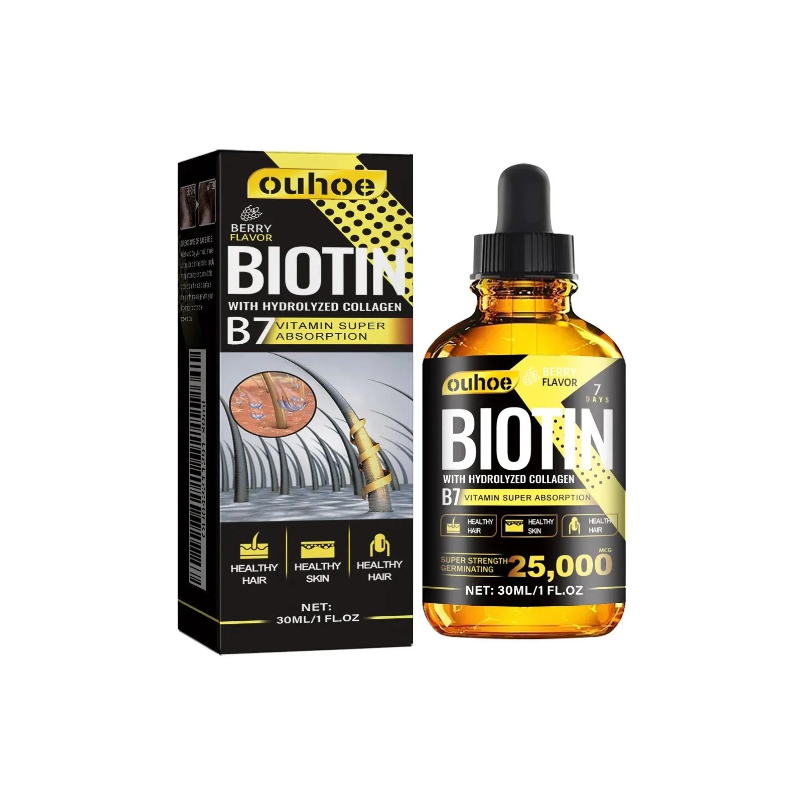Biotin Drops with Hydrolyzed Collagen B7 Hair Growth Healthy Skin & Nails