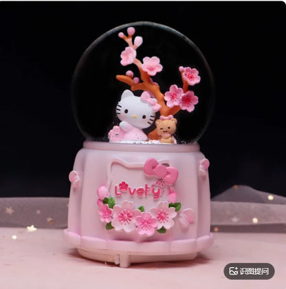 Kitty crystal ball music box pink star moon home decor product photo