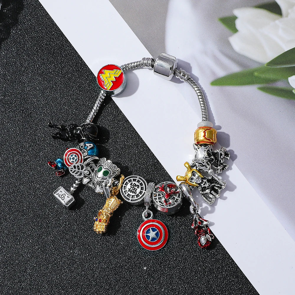 Marvel Inspired Spiderman Charm Bracelet Adjustable Charm Bangle