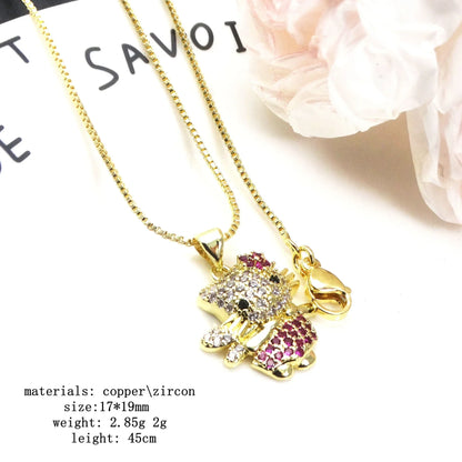 Hello Kitty Inspired Cat Necklace – Sparkly Zircon Kitty Pendant