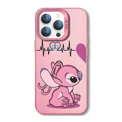 Cute Blue Alien and Angel Couple iPhone Case – Heartbeat Design Phone Cover for iPhone