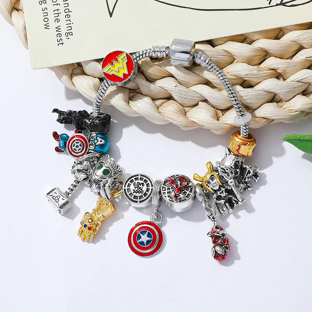 Marvel Inspired Spiderman Charm Bracelet Adjustable Charm Bangle