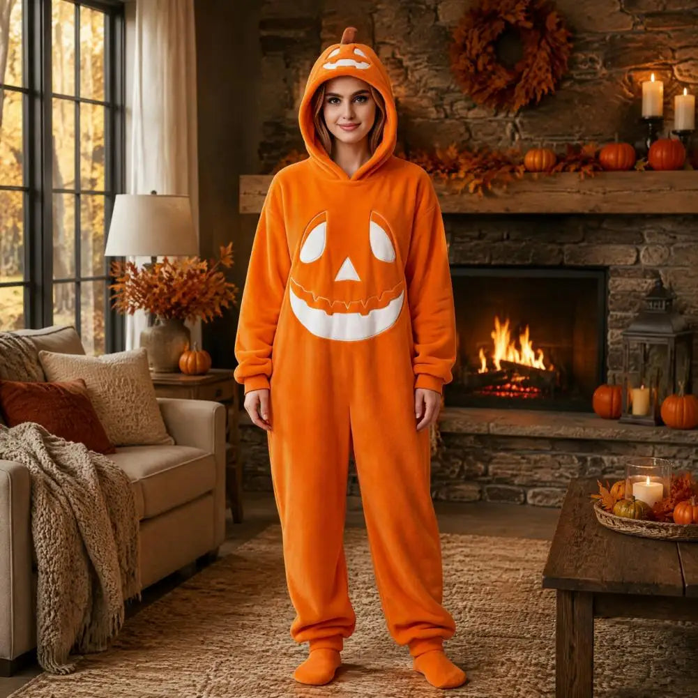 Pumpkin Halloween Costume Plush Pumpkin Onesie Jumpsuit