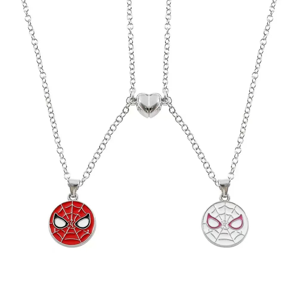 Spiderman & Spider-Gwen Couple Necklace Set Matching Mask Pendant Necklaces for Him & Her