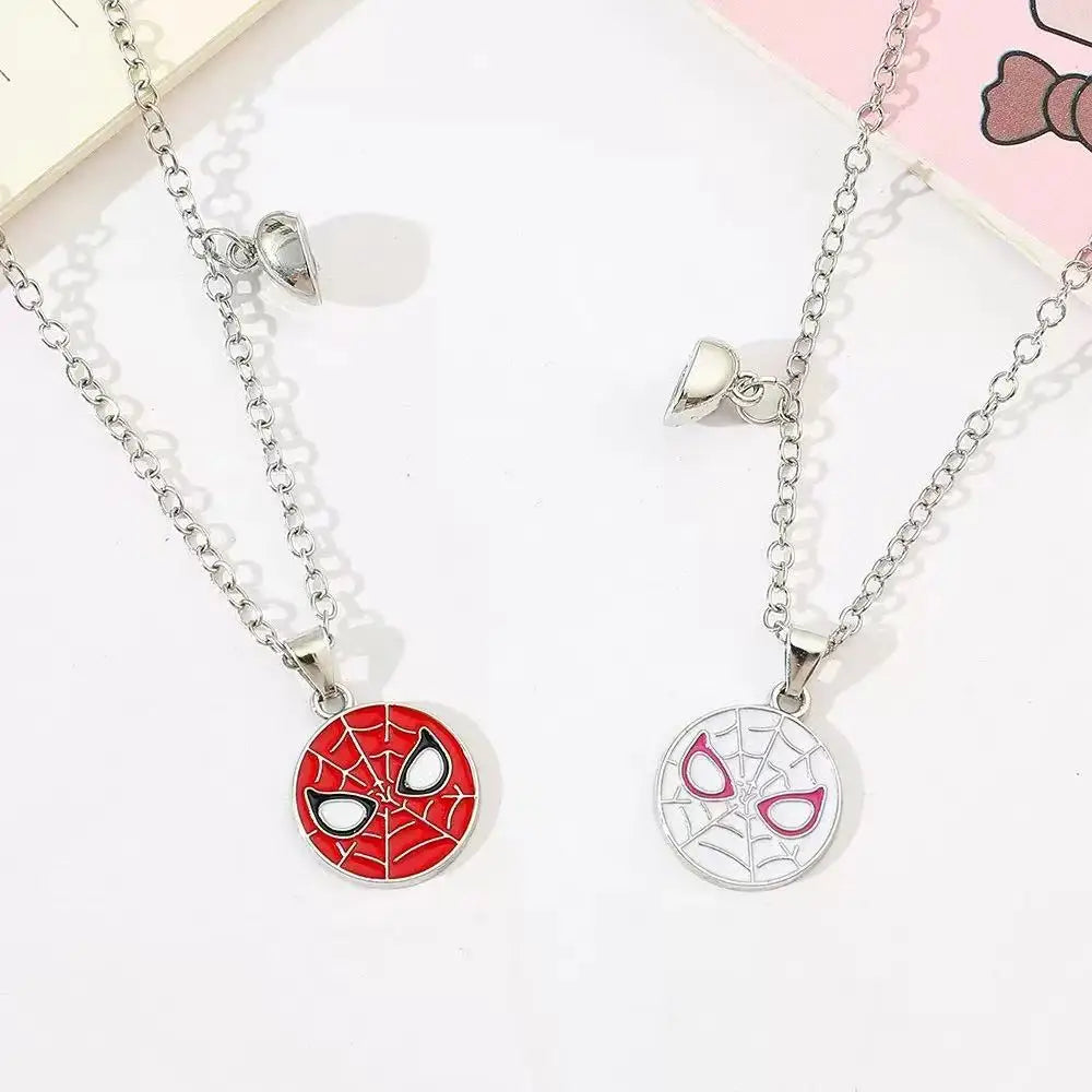 Spiderman & Spider-Gwen Couple Necklace Set Matching Mask Pendant Necklaces for Him & Her