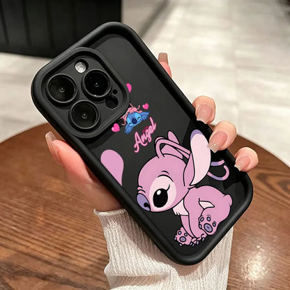 Stitch couple iPhone protective cover with silicone finish