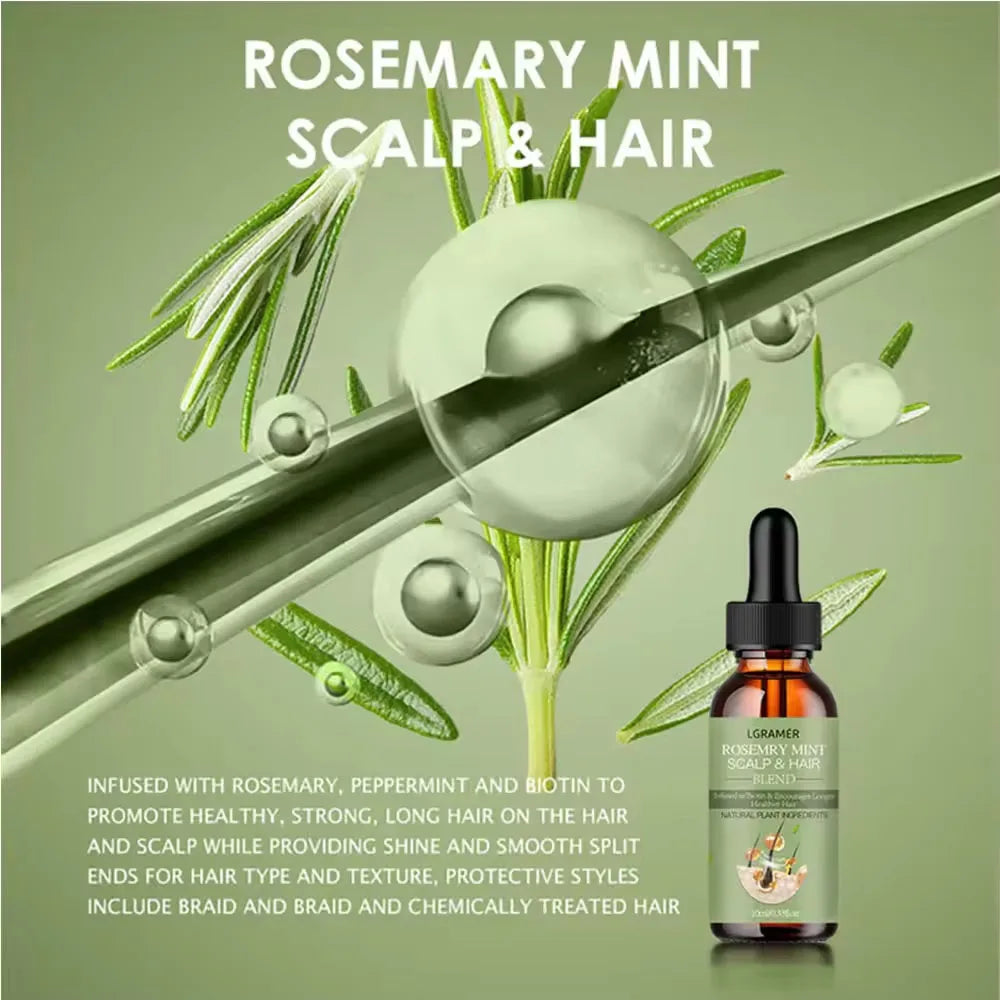 Rosemary Mint Hair Growth Oil with Biotin – Scalp Strengthening & Hair Loss Treatment