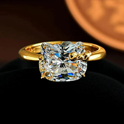 Hello Kitty Cat Ring – Gold Plated Silver Sapphire Kitty Ring