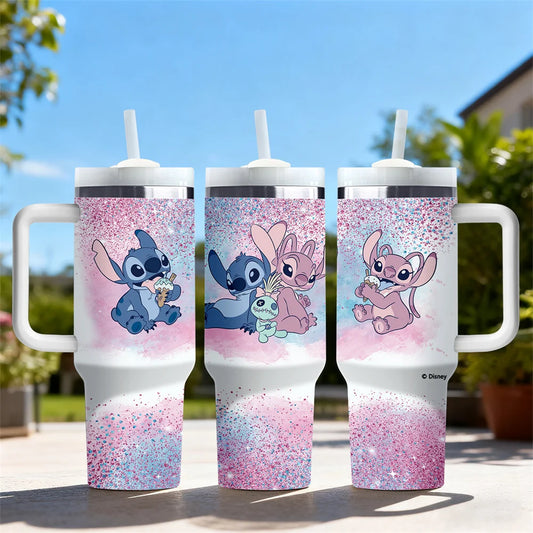 Stitch and Angel 40oz tumbler insulated stainless steel travel cup front view