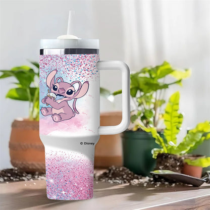 Stitch and Angel 40oz tumbler with handle and straw product detail