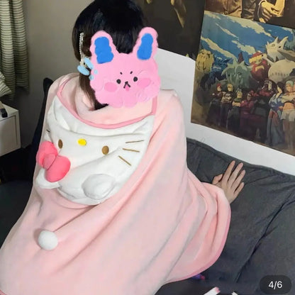 Hello Kitty Sanrio soft throw blanket bedroom decor product photo