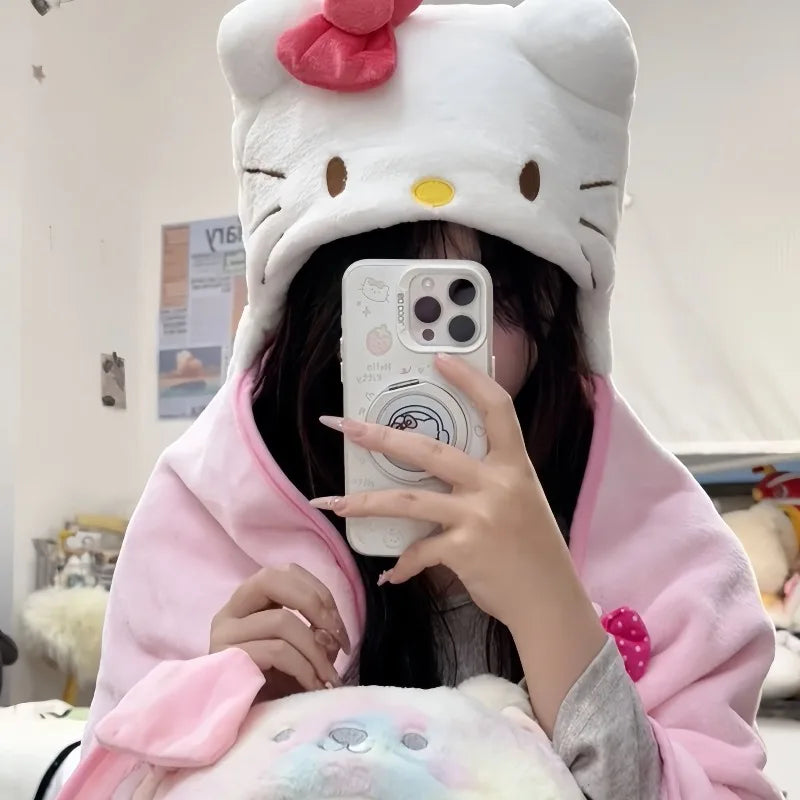 Hello Kitty Sanrio soft throw blanket bedroom decor product photo