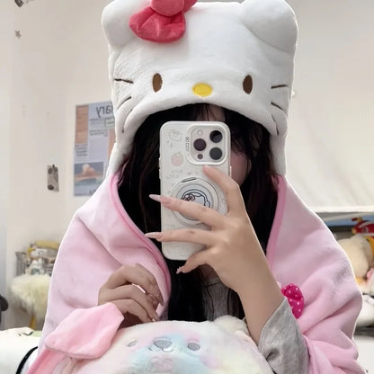 Hello Kitty Sanrio soft throw blanket bedroom decor product photo