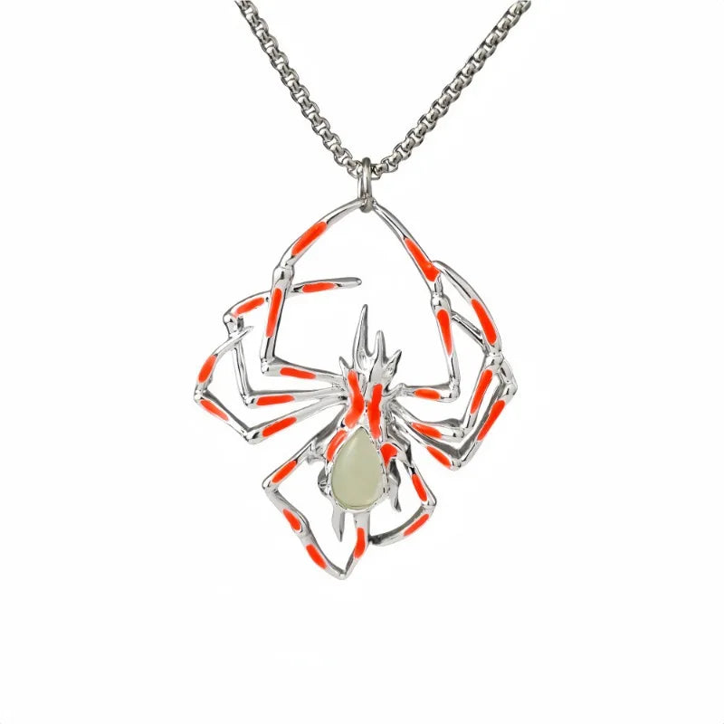 Halloween Glow in the Dark Spider Necklace | Luminous Blue Spider Pendant Necklace