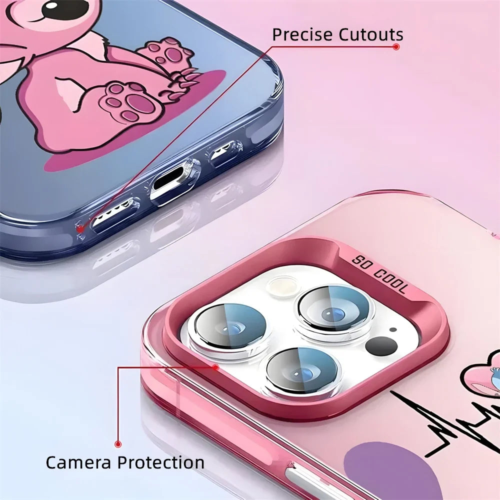 Bonita funda de Stitch para iPhone, carcasa protectora de dibujos animados, a prueba de golpes