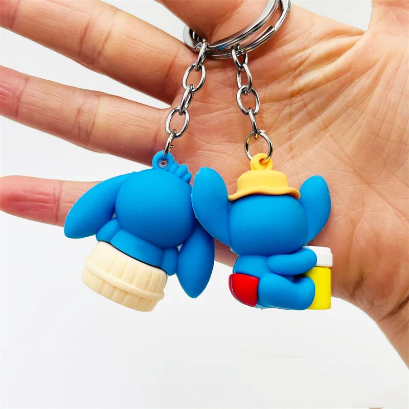 Llavero Stitch: Charm de Bolsa de Dibujos Animados Kawaii y Anillo de Llavero