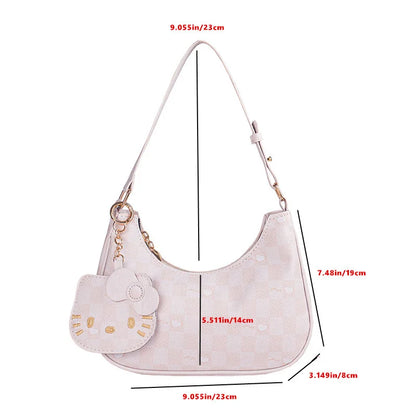 Hello Kitty cartoon handbag with zipper closure and shoulder strap