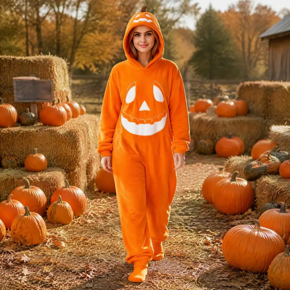 Pumpkin Halloween Costume Plush Pumpkin Onesie Jumpsuit