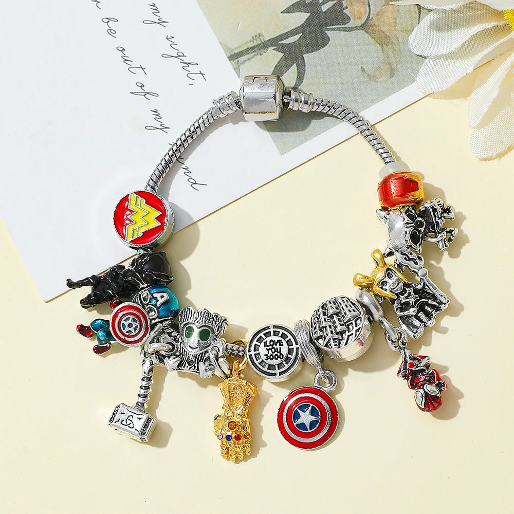 Marvel Inspired Spiderman Charm Bracelet Adjustable Charm Bangle