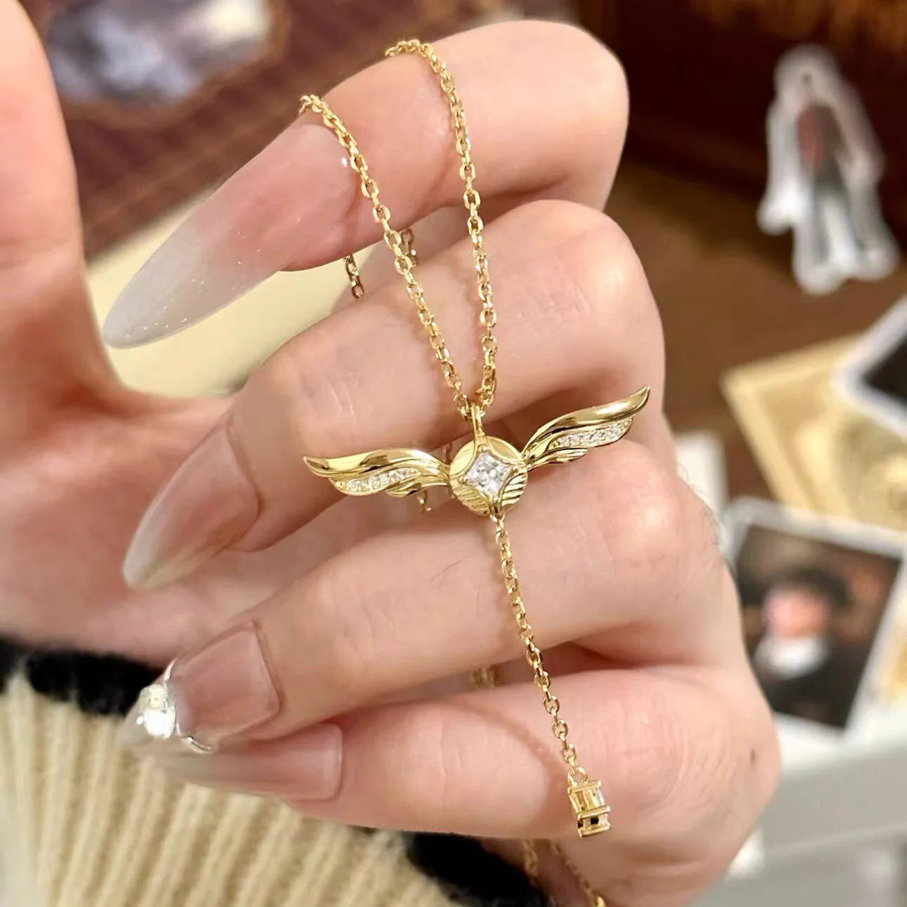 Goldene Engelsflügel Halskette Harry Potter Schnatz Anhänger Geschenk