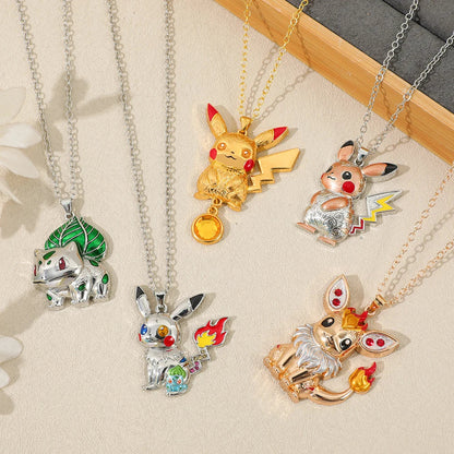 Pikachu Charmander Bulbasaur metal pendant fan necklace