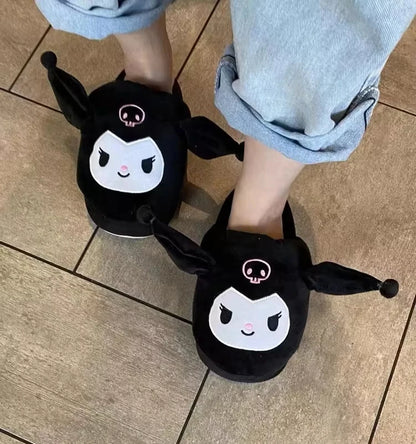 Sanrio inspired plush house slippers for cozy indoor wear