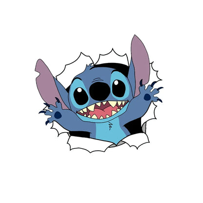 Blue Stitch car sticker with cute character inspired 3D design