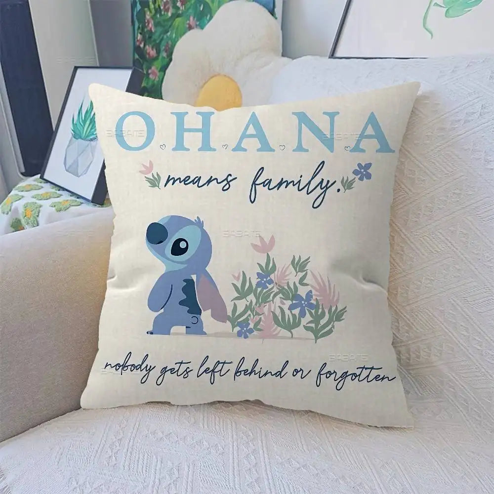 Stitch throw cushion with kawaii character design for home