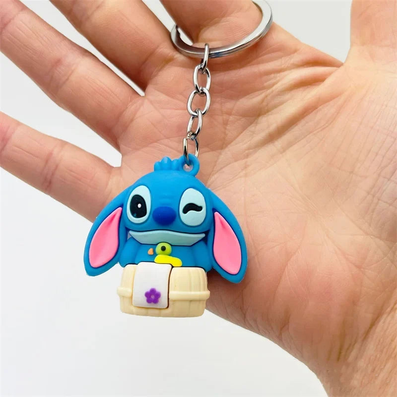 Llavero Stitch: Charm de Bolsa de Dibujos Animados Kawaii y Anillo de Llavero
