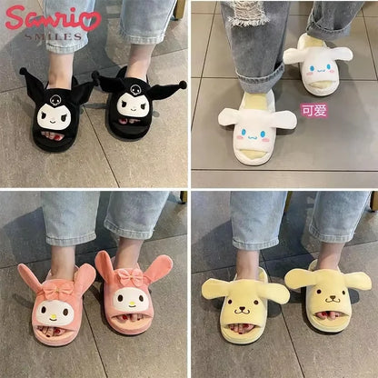 Kuromi kawaii plush house slippers character design detail