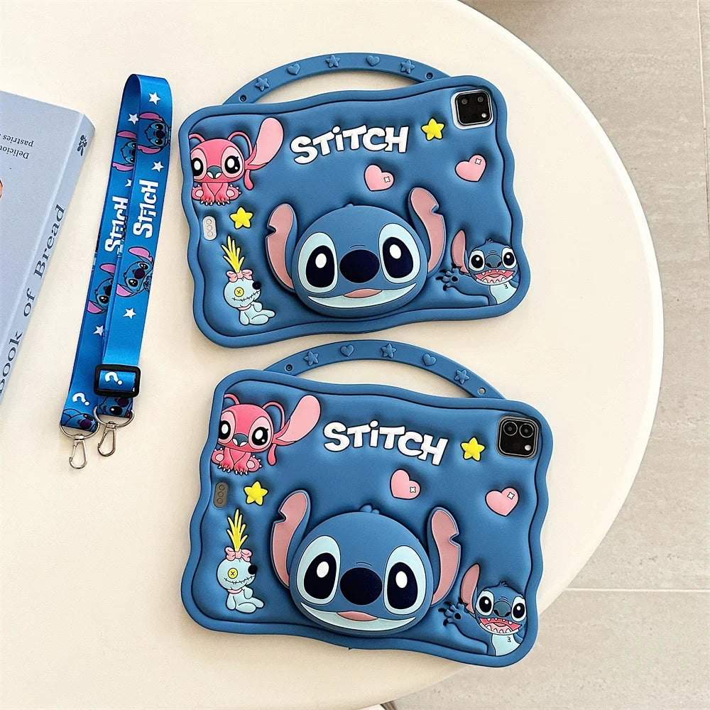 Cute Stitch iPad case with 3D cartoon character design