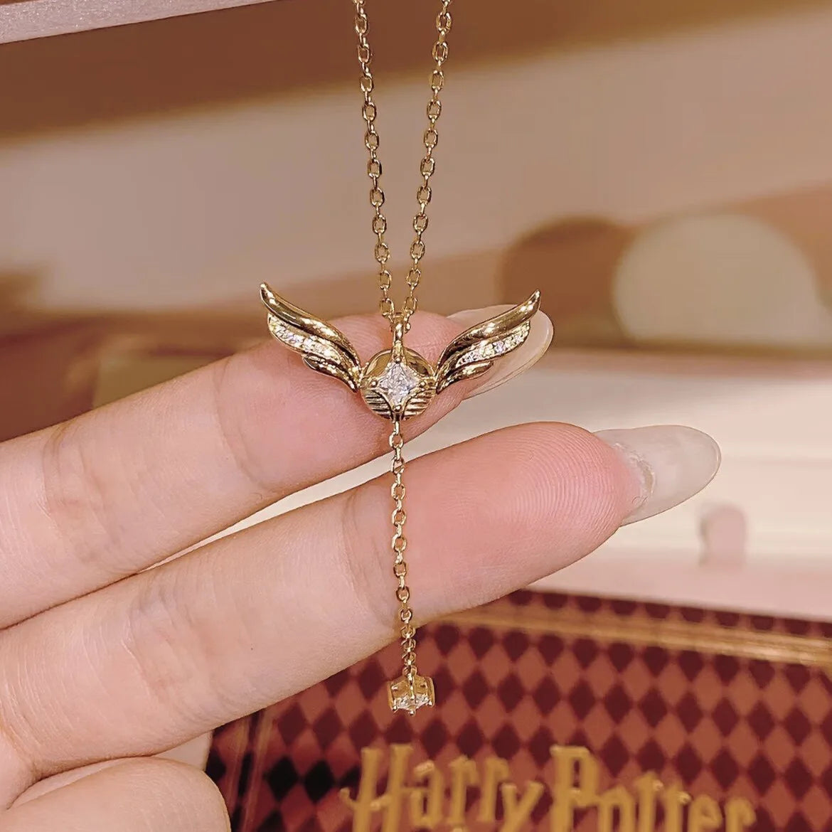 Goldene Engelsflügel Halskette Harry Potter Schnatz Anhänger Geschenk