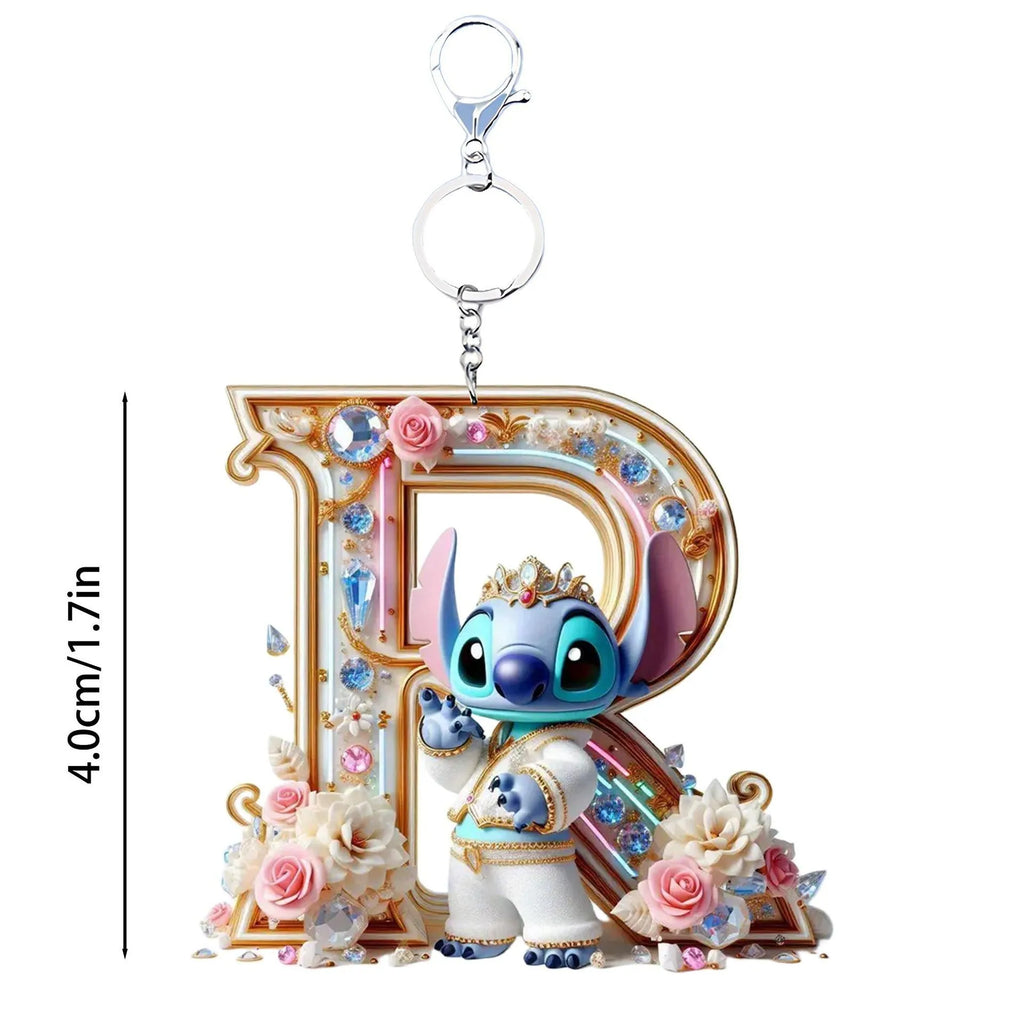 Stitch Initial Letter Keychain Cute Acrylic Alphabet Charm for Bags & Keys