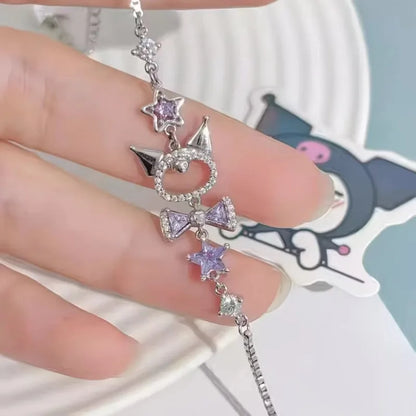 Kuromi bracelet star and devil charm detail