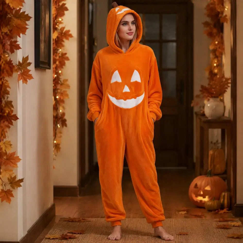Pumpkin Halloween Costume Plush Pumpkin Onesie Jumpsuit