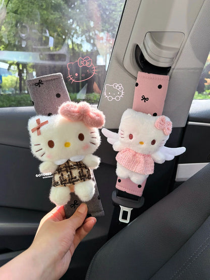 Hello Kitty plush seat belt covers soft car shoulder pads product photo