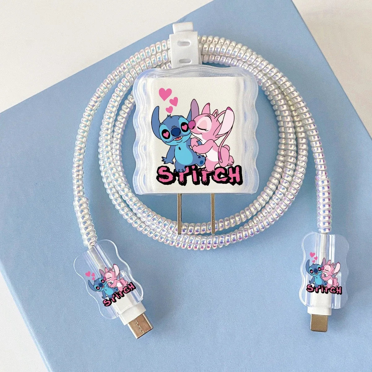 Cute Stitch charging cord protector and cable organizer