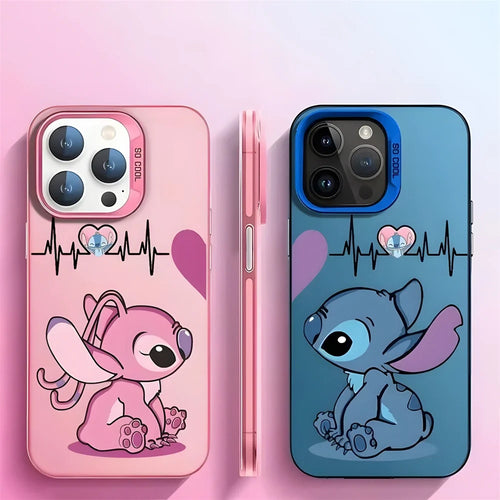 Cute Blue Alien and Angel Couple iPhone Case – Heartbeat Design Phone Cover for iPhone