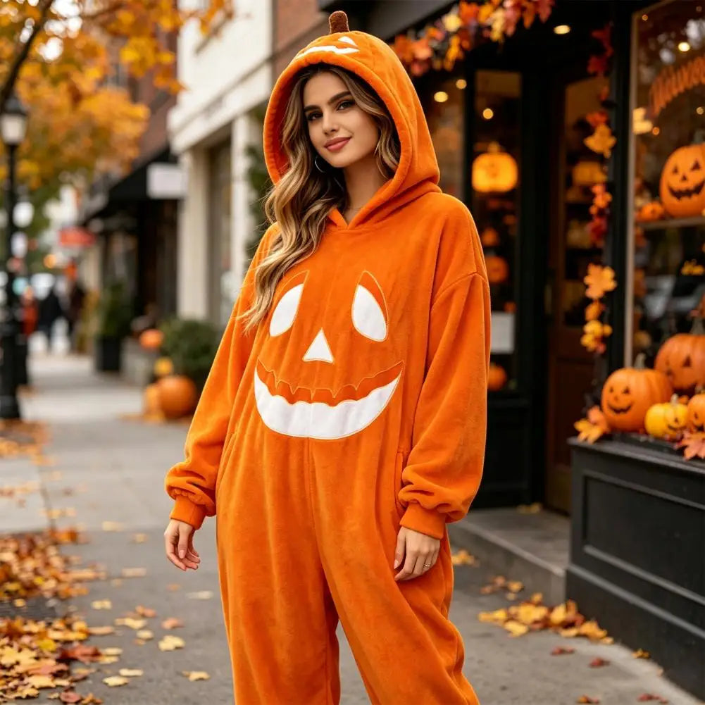 Pumpkin Halloween Costume Plush Pumpkin Onesie Jumpsuit